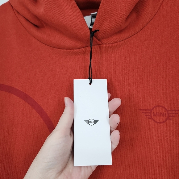 Mini NWT Womens Hoodie Pullover Size L Rebel Red Cotton Outline Print Wing Logo - Picture 5 of 10